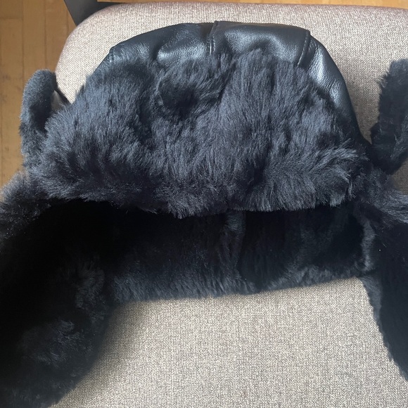 NWOT Crowncap Lamb Aviator with Mouton Trim size XL - Black - Picture 5 of 6